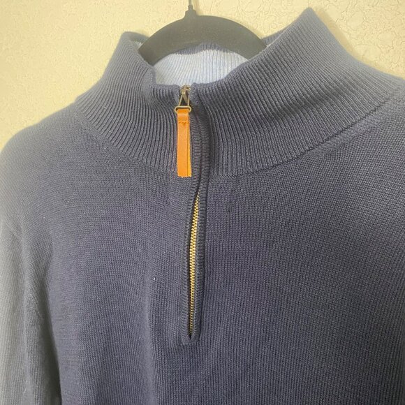 J.Crew  Pullover Zip Sweater Mens Navy L Cotton Preppy Casual - Picture 7 of 10
